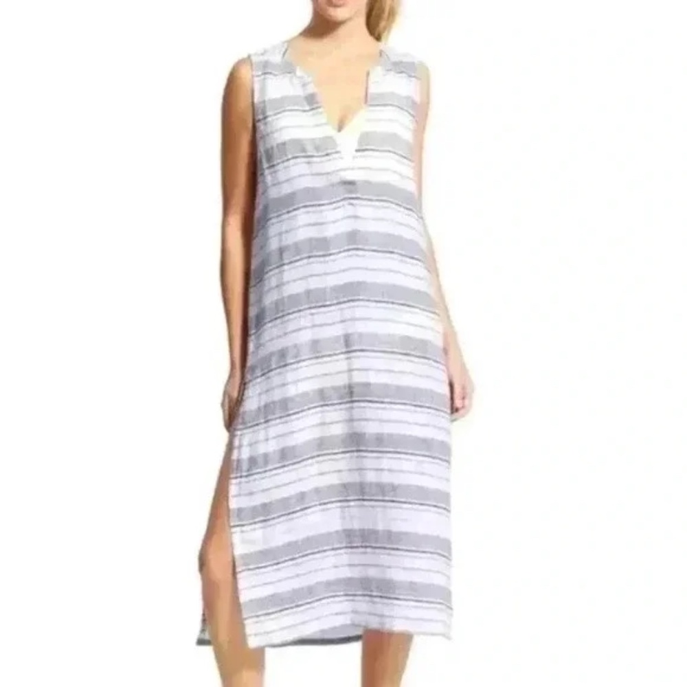 Athleta Meditation Midi Linen Cover-Up Womens L Beachy Festival Summer Travel